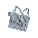 Top sportivo da donna con schiena incrociata senza chiusura in nylon per esercizi fitness corsa e allenamento 4