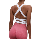 Top sportivo da donna con schiena incrociata senza chiusura in nylon per esercizi fitness corsa e allenamento 12