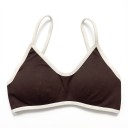 Top sportivo da donna con scollatura a V e bordi a contrasto con spalline sottili e maglia leggermente rigata per yoga e fitness 18