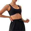 Top sportivo da donna con scollatura rotonda profonda e schiena scoperta con spalline larghe e superficie liscia per yoga e fitness 2