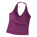 Top sportivo da donna con scollo a V e schiena scoperta, con taglio allungato per yoga e fitness 11