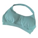 Top sportivo da donna con scollo rotondo e ampio bordo a costine in taglio corto per yoga e fitness 26