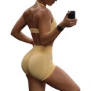 Top sportivo da donna con scollo rotondo e ampio bordo a costine in taglio corto per yoga e fitness 6