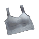 Top sportivo da donna con spalline larghe e motivo a coste taglia universale cotone per fitness esercizi e uso quotidiano 4