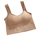 Top sportivo da donna con spalline larghe e motivo a coste taglia universale cotone per fitness esercizi e uso quotidiano 5