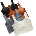 Top sportivo da donna con spalline larghe e motivo a coste taglia universale cotone per fitness esercizi e uso quotidiano 11