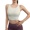 Top sportivo da donna con taglio racerback e spalline larghe in nylon per fitness, corsa, esercizio e uso quotidiano 2