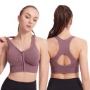 Top sportivo da donna con zip anteriore e schiena a forma di Y con scollatura e spalline larghe con bordo elastico per corsa e fitness 15