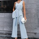 Top y pantalón de mujer B1242 azul claro