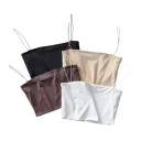 Topuri crop pentru femei cu bretele subțiri, decolteu rotund, top scurt din poliester și spandex, top elastic de vară 5