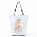 Torba damska z wesołym nadrukiem zwierząt i kwiatów Torba z poliestru 27 x 37 x 8 cm z szarymi uchwytami Przestronny prostokątny kształt 1