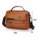 Torba męska typu messenger 29×20×7 cm Skórzana torba na ramię typu crossbody, brązowa i czarna, męska torba biznesowa wykonana ze skóry 7