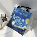 Torba na zakupy z płótna z motywem Gwiaździstej Nocy Vincenta van Gogha 30 x 35 cm Stylowa torba na ramię z materiału na zakupy i do noszenia 5
