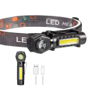 Torcia LED ricaricabile con luce COB 10W USB IP64 Impermeabile Lampada frontale magnetica 3 modalità Cinghia rimovibile Torcia leggera 2