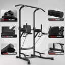 Torre de pesas multifuncional para dominadas, flexiones y fondos. Barra de dominadas para casa con barras paralelas para fortalecer abdomen, brazos y parte superior del cuerpo. 2