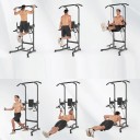 Torre de pesas multifuncional para dominadas, flexiones y fondos. Barra de dominadas para casa con barras paralelas para fortalecer abdomen, brazos y parte superior del cuerpo. 3