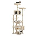 Torre e arranhador para gatos 184x53x43 cm Árvore de vários níveis para gatos Rede suspensa Arranhadores de sisal Camas almofadadas Apartamentos e poleiros 2