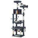 Torre per gatti e graffiatoio 184x53x43 cm Albero multi-livello per gatti Amaca Graffiatoi in sisal Cuccette imbottite Appartamenti 2