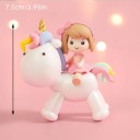 Tortendeko Einhorn mit Mädchen 7,5 cm Tortenfigur Geburtstagsdeko mit Fantasymotiv Kinderparty Märchenstil 2