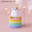 Tortendeko mit Einhorn im Regenbogenkorb 6,2 cm Tortenfigur mit Feder Süße Deko Einhorn mit Horn Kinderparty 2