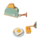 Tostapane in legno con set di accessori Giocattolo da cucina verde per bambini per pane e colazione Gioco educativo di cucina per ragazze e ragazzi dai 3 anni 6