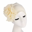 Touca de turbante feminina com grande flor drapeada de lado Cobertura de cabeça elegante em algodão e poliéster Tamanho universal 2
