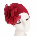 Touca de turbante feminina com grande flor drapeada de lado Cobertura de cabeça elegante em algodão e poliéster Tamanho universal 14