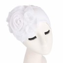 Touca de turbante feminina com grande flor drapeada de lado Cobertura de cabeça elegante em algodão e poliéster Tamanho universal 3