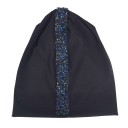 Touca fina para senhora com faixa vertical de pedras brilhantes Material suave e agradável de algodão e poliéster Tamanho universal 2