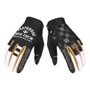Touchscreen Vollfingerhandschuhe für Fahrrad und Motocross mit Schachbrettmuster auf einer und Schriftzug auf der anderen Handschuh 4