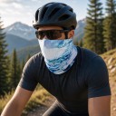 Tour de cou et foulard avec un motif abstrait rappelant une peinture en bleu et blanc pour la randonnée, le cyclisme, la pêche et le sport 6