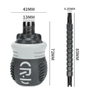 Tournevis à cliquet réversible noir avec longueur réglable de 9,5 cm, 6 embouts réversibles et 3 modes de cliquet pour serrage, desserrage, position fixe 2
