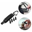 Tournevis de poche multifonction avec mousqueton et 4 embouts, ouvre-bouteille et espace de rangement pour embouts, idéal pour le vélo, le camping ou les réparations en extérieur 3