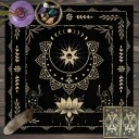 Tovagliolo con motivi dei tarocchi 75 x 75 cm Tovagliolo decorativo nero per divinazione Tovagliolo da altare Decorazione domestica esoterica e mistica 3