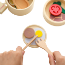 Trä Montessori te-set för barn Kanna med 2 koppar, bricka och skedar BPA-fri utbildningsleksak för småbarn köksaccessoarer 3