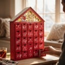 Träadventskalender Hus Med Belysning 24 Lådor Batteri 2x AA Utskuren Julscen För Små Gåvor och Godis 3