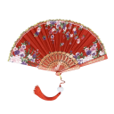 Traditionel kinesisk vifte 42,5 x 23 cm elegant foldbar vifte lavet af plastik og stof asiatisk dekoration danseforestilling kostume 3