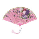 Traditionel kinesisk vifte 42,5 x 23 cm elegant foldbar vifte lavet af plastik og stof asiatisk dekoration danseforestilling kostume 5