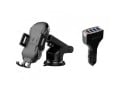 Trådløs biloplader 10 W med holder til mobiltelefon Adapter til cigarettænder 18 W med fire USB-porte Quick Charge 3.0 1