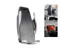 Trådløs biloplader 10 W med telefonholder til ventilation og modtager til telefoner uden trådløs opladning Inkluderer USB-C kabel 4