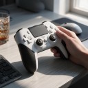 Trådlös Bluetooth-kontroll för PS4, PS4 Pro och PS4 Slim samt PC med en batteritid på 8–10 timmar och en pekskärm i vit-svart design 2