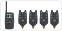 Trådlös fiskebite signaleringssats 1 + 4 med belysta swingrar LED ljudsignal och mottagare EVA fodral 9