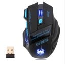 Trådløs gaming mus med syv knapper Fire niveauer af DPI-følsomhed Farveskiftende baggrundsbelysning Formet til højre hånd USB-modtager 1