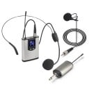 Trådløs klip mikrofon og hovedtelefon med lomme transmitter rækkevidde 50 m jack 6,35 mm opladning Micro USB sølv til foredrag 1