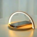 Trådlös laddare med lampa för telefoner som stöder trådlös laddning Rund bas med bågformad belysning Strömförsörjning via USB-C 3