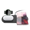 Trådløs oplader 3 i 1 til Galaxy Watch, AirPods høretelefoner og telefon. Opladeplade med holder til ur. Effekt op til 10 W. Sort 2