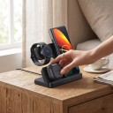 Trådløs opladningsstation 3i1 15 W til Samsung Galaxy telefon, ur og Buds USB-C Sort Stativ med opladningsindikator til natbord 5