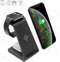 Trådløs Qi oplader 3 i 1 til iPhone, Apple Watch og AirPods høretelefoner Sort stativ med en samlet effekt på 10 W USB-C stik 1