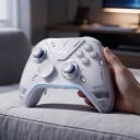 Trådløs spillecontroller med USB-modtager og blå lysstribe i hvid farve til PC, Nintendo Switch, tv og mobiltelefon 7