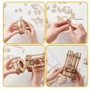 Træ russisk hjul 24 × 14 × 28,8 cm 3D puslespil mekanisk model Byggesæt med bevægelige dele Kreativ dekoration og gave til voksne 4